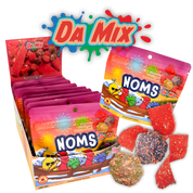 Noms Da Mix 10 Pouch Case. Mix of Bursts and Strawberry Belts Flavor of Li Hing and Lemon Peel covered gummies