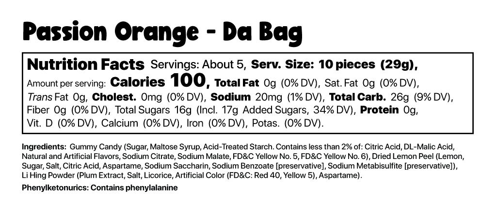 Passion Orange - Da Bag – Hawaii Candy Factory Passion Orange - Da Bag – Hawaii Candy Factory